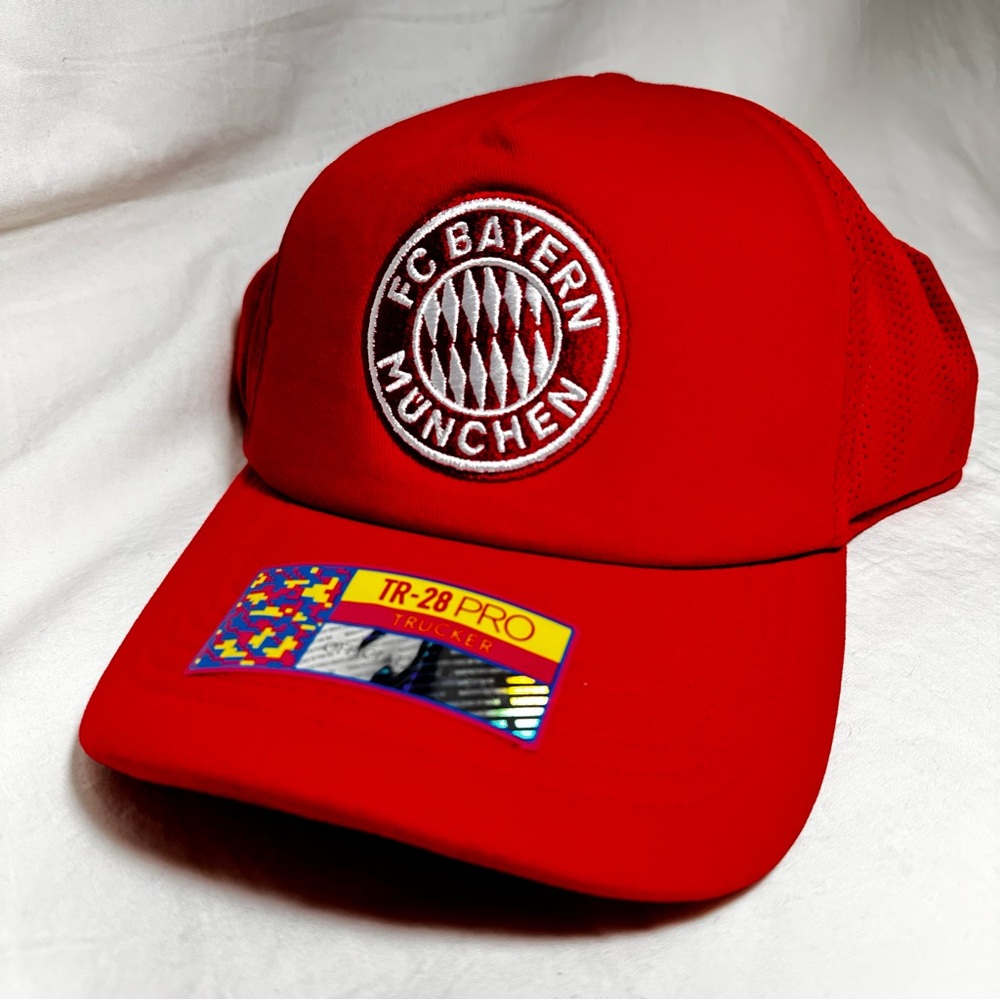 FC Bayern Munchen Red Trucker Hat Snapback Fan Ink Official Dad Hat Cap